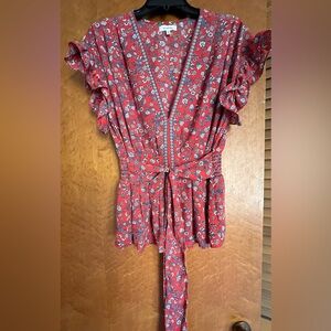 Floral Red Women's Top